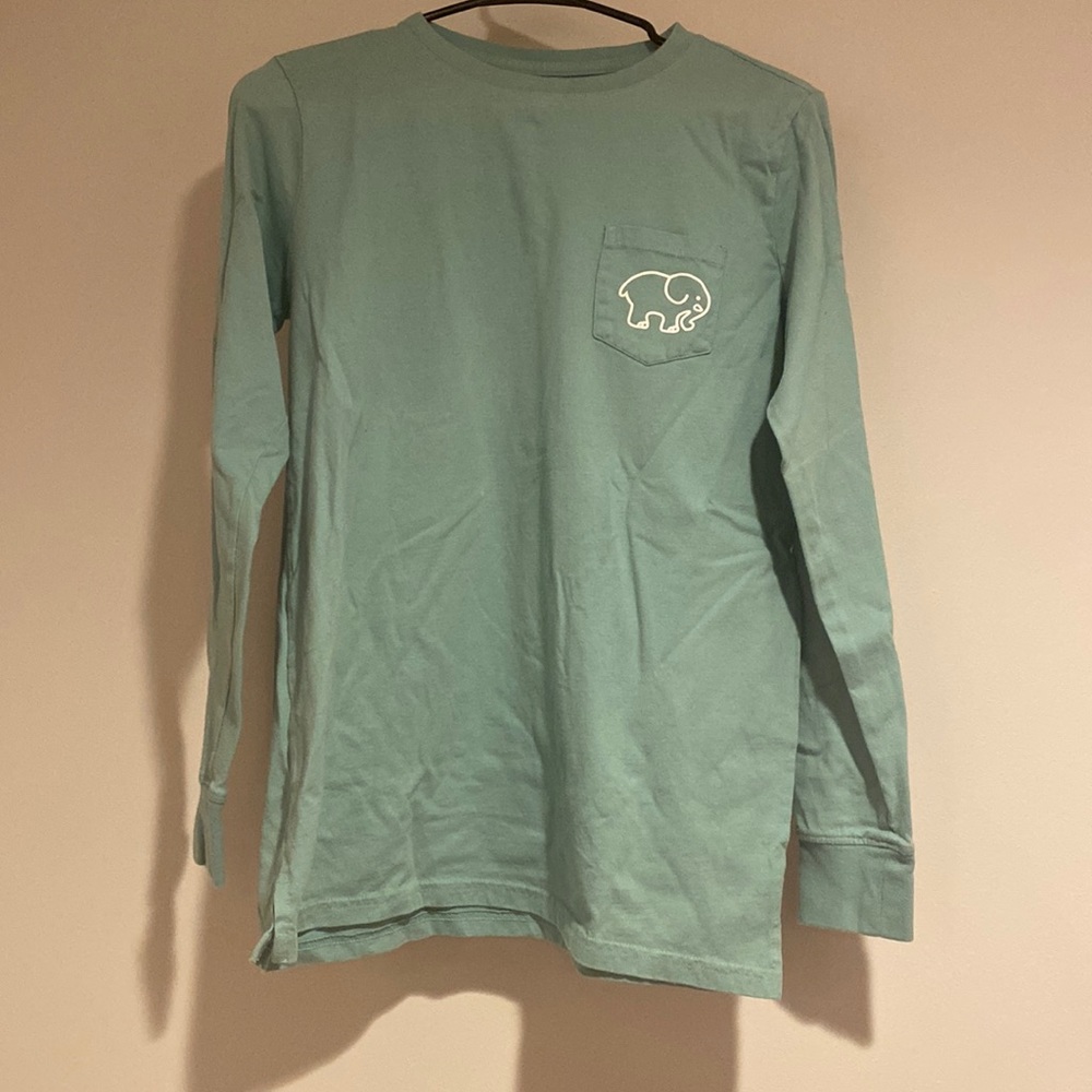 Ivory Ella long-sleeved logo shirt teal size S + free stickers!!